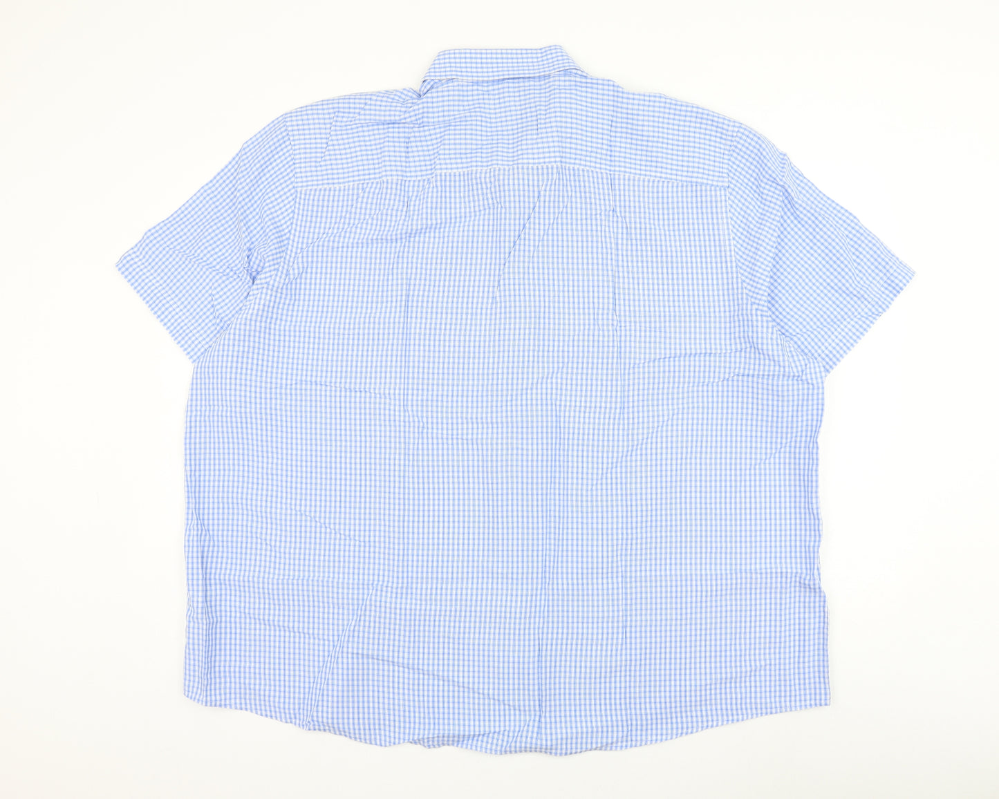 F&F Mens Blue Check Modal Button-Up Size 3XL Collared Button