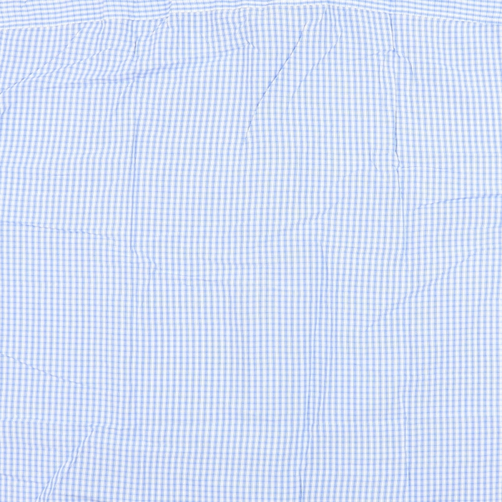 F&F Mens Blue Check Modal Button-Up Size 3XL Collared Button