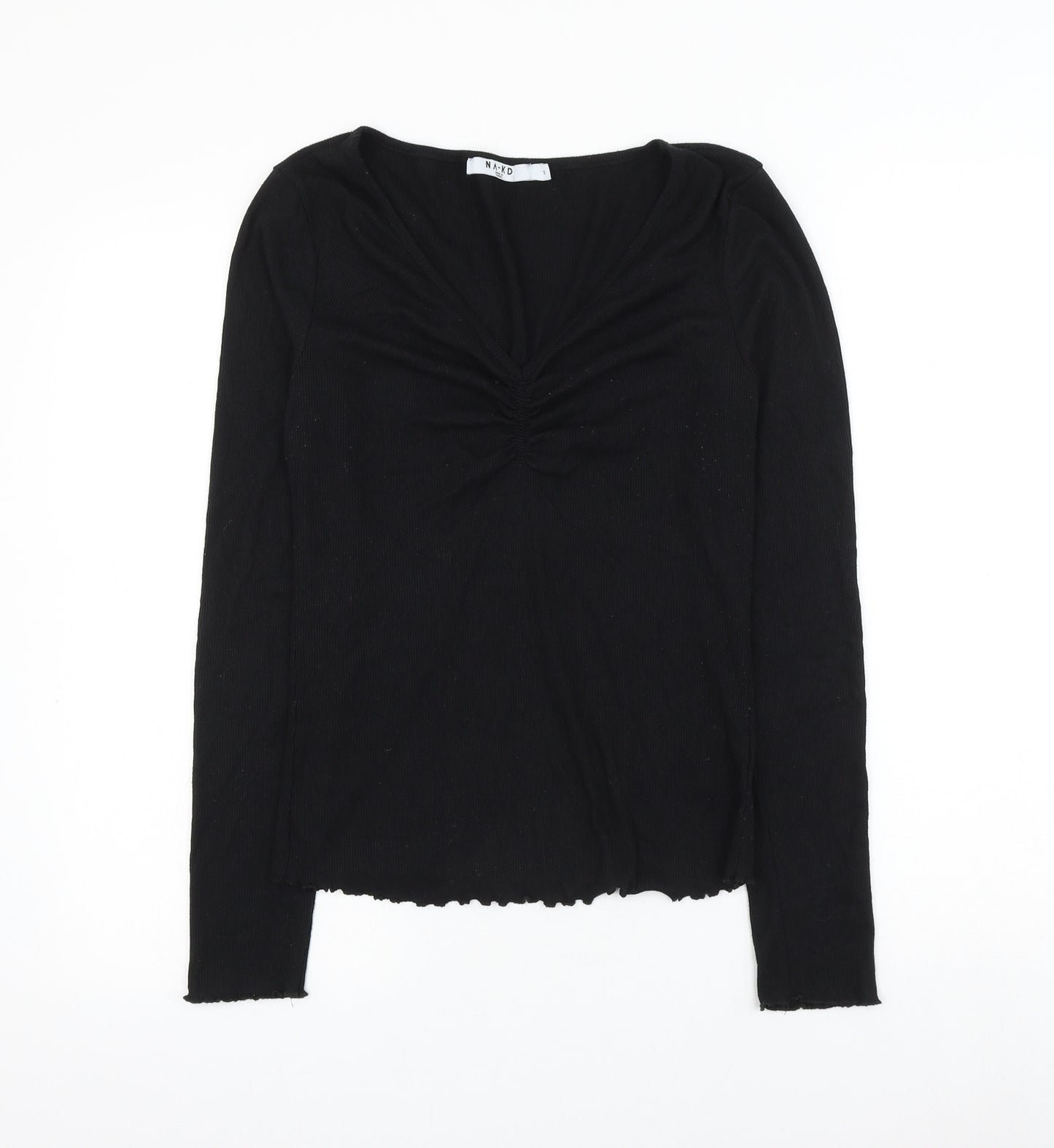 Na-kd Womens Black V-Neck Polyester Pullover Jumper Size S