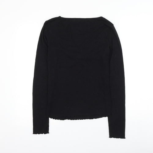 Na-kd Womens Black V-Neck Polyester Pullover Jumper Size S