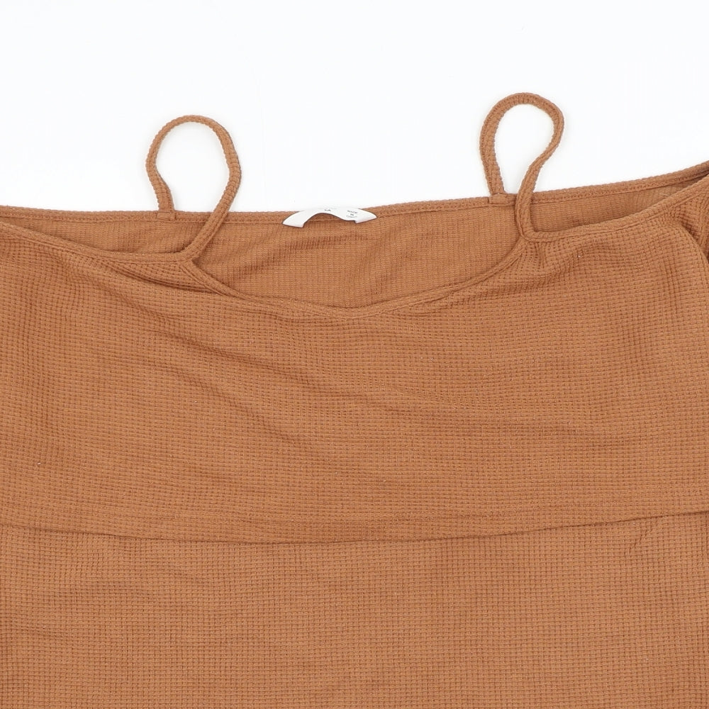 Preworn Womens Brown Boat Neck Cotton Pullover Jumper Size M