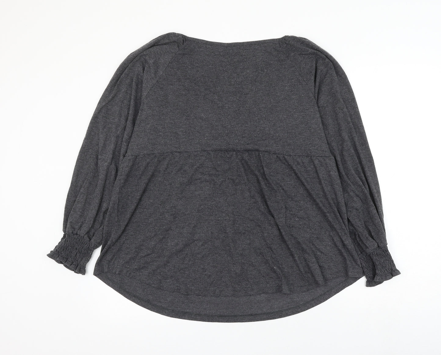 Tasamo Womens Grey Polyester Basic Blouse Size XL Scoop Neck