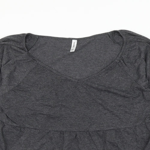 Tasamo Womens Grey Polyester Basic Blouse Size XL Scoop Neck