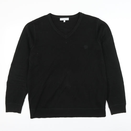 Red Herring Mens Black V-Neck Acrylic Pullover Jumper Size M