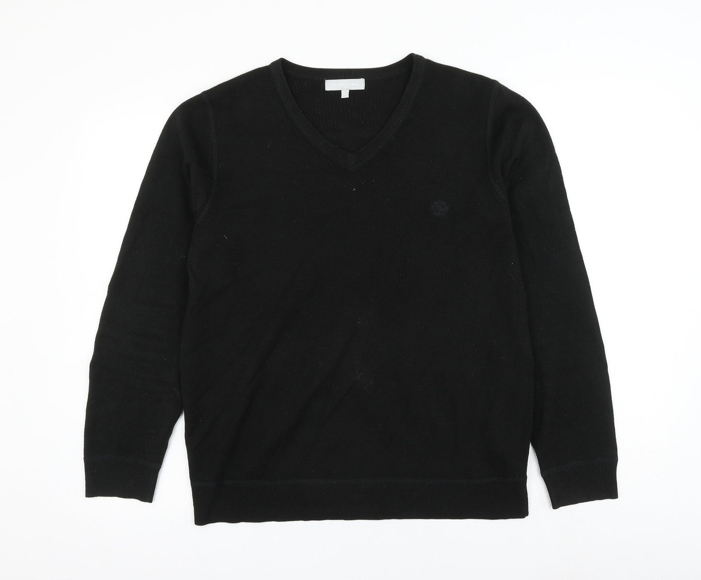 Red Herring Mens Black V-Neck Acrylic Pullover Jumper Size M