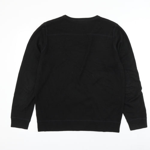 Red Herring Mens Black V-Neck Acrylic Pullover Jumper Size M