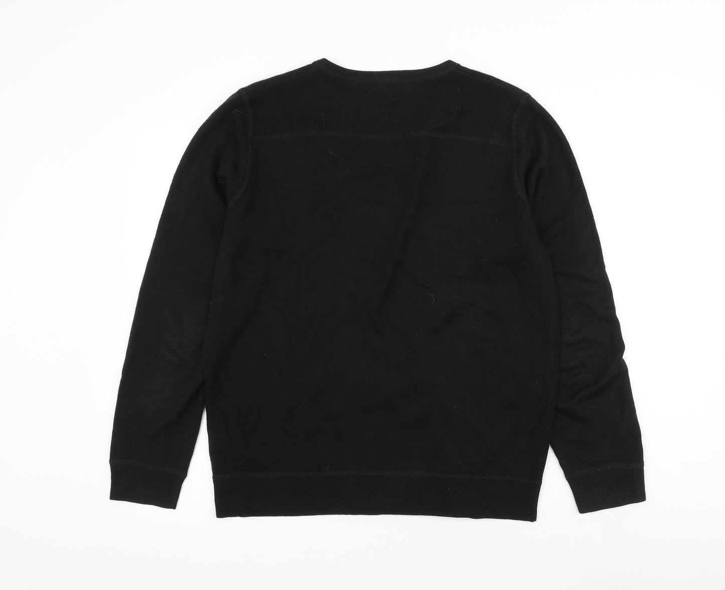 Red Herring Mens Black V-Neck Acrylic Pullover Jumper Size M