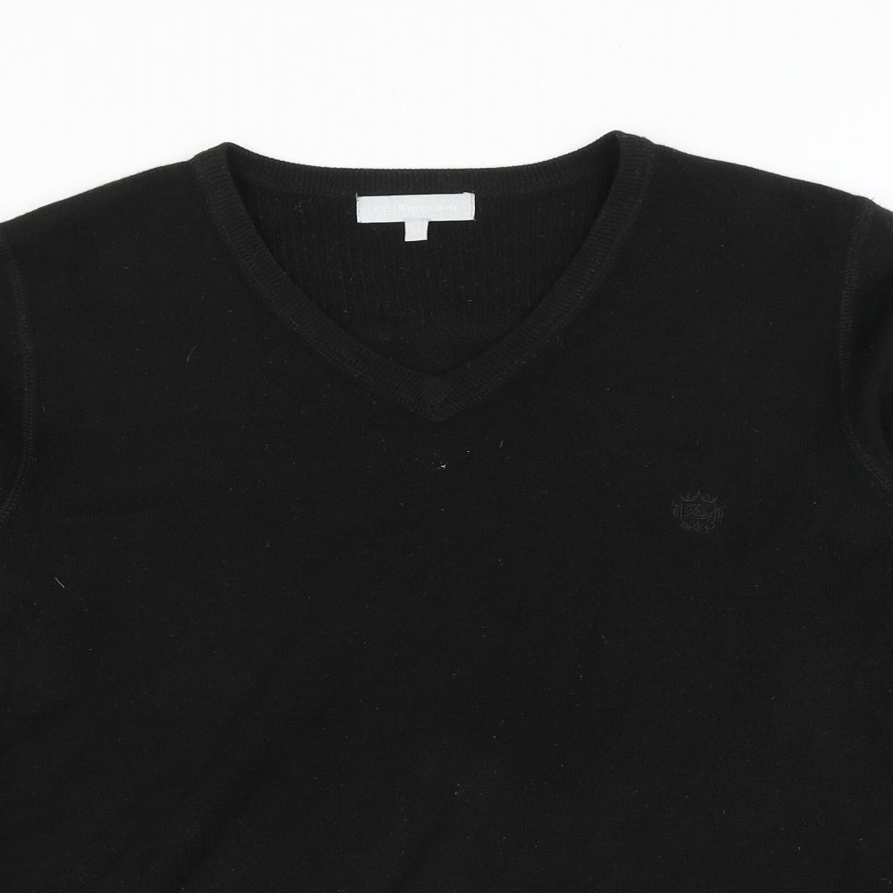 Red Herring Mens Black V-Neck Acrylic Pullover Jumper Size M