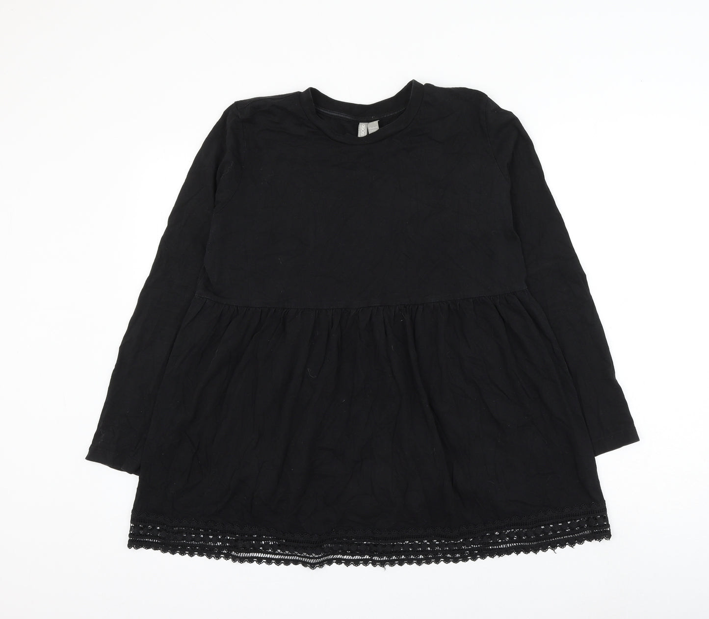 ASOS Womens Black Cotton Basic Blouse Size 12 Round Neck