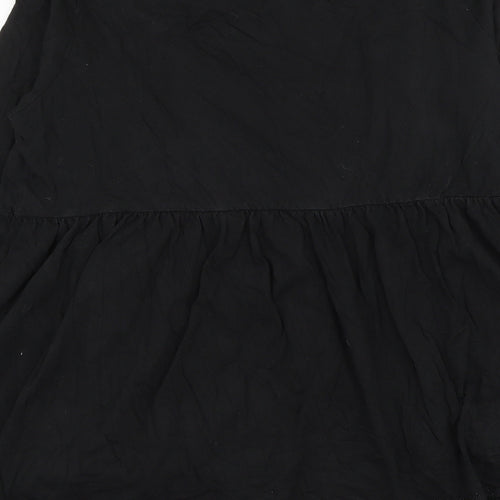 ASOS Womens Black Cotton Basic Blouse Size 12 Round Neck