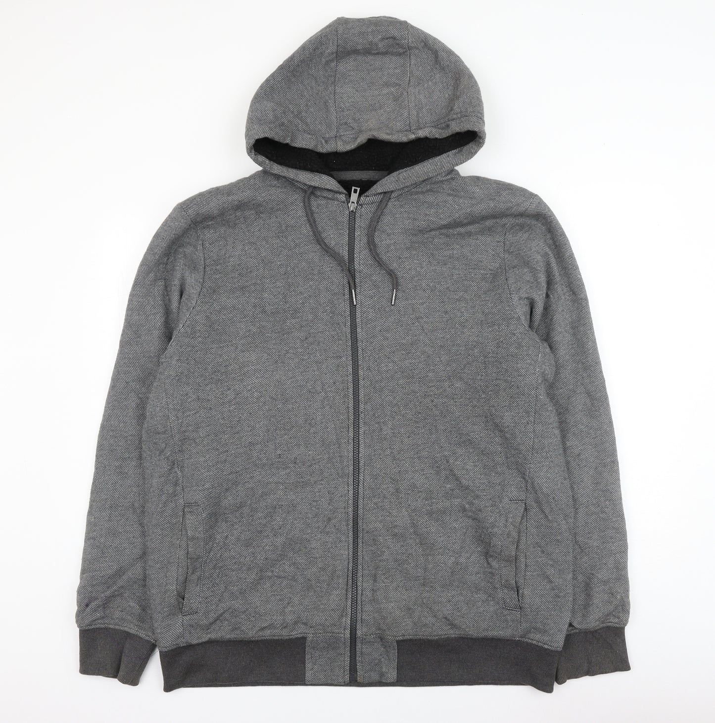 F&F Mens Grey Cotton Full Zip Hoodie Size XL