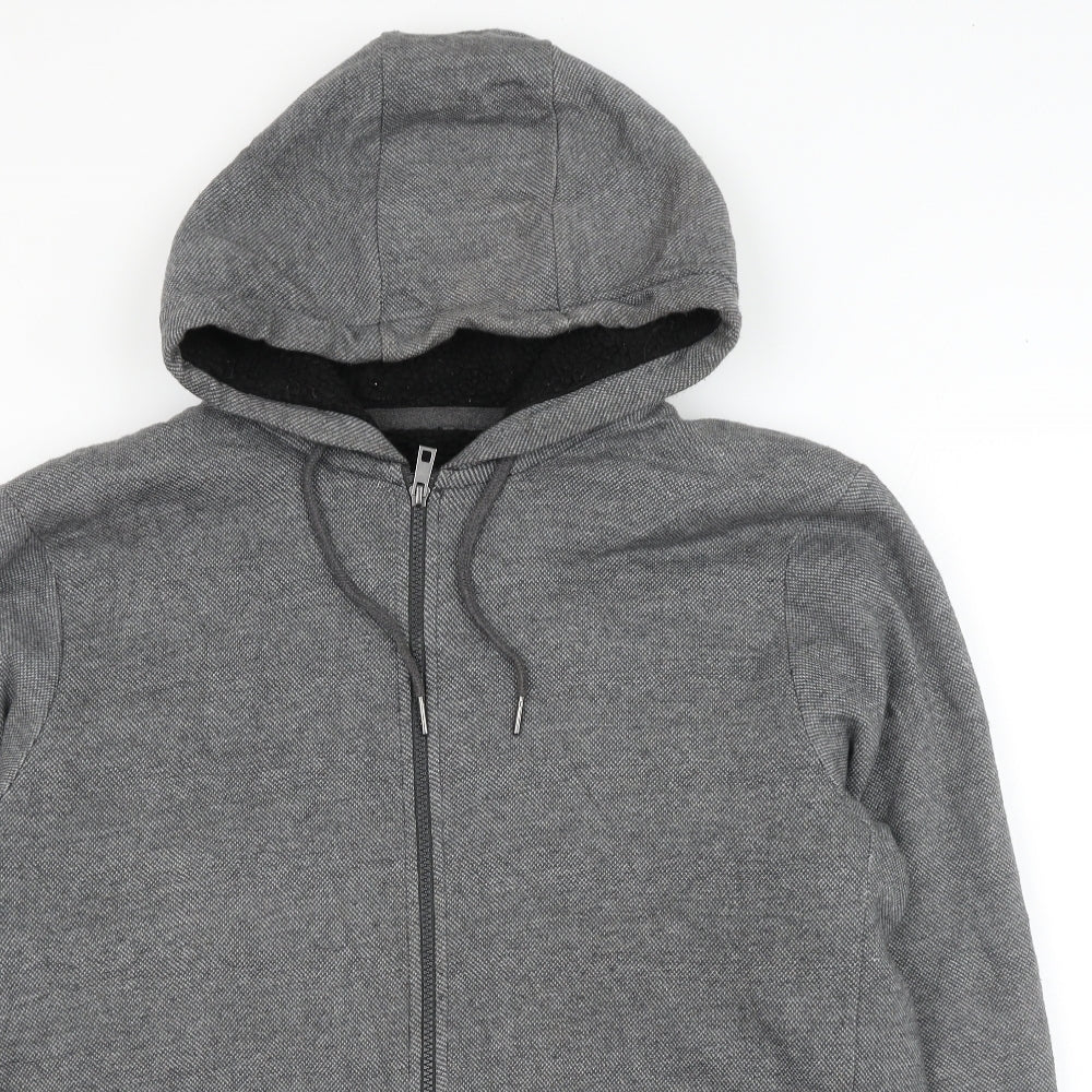 F&F Mens Grey Cotton Full Zip Hoodie Size XL