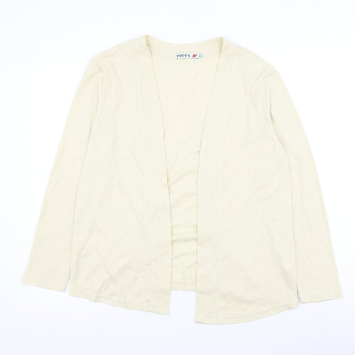 Poppy Womens Beige V-Neck Polyester Cardigan Jumper Size 16