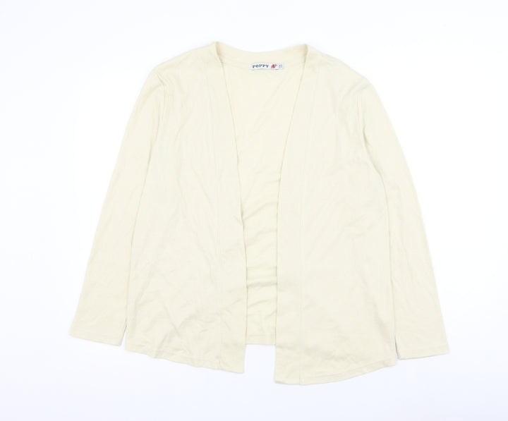 Poppy Womens Beige V-Neck Polyester Cardigan Jumper Size 16