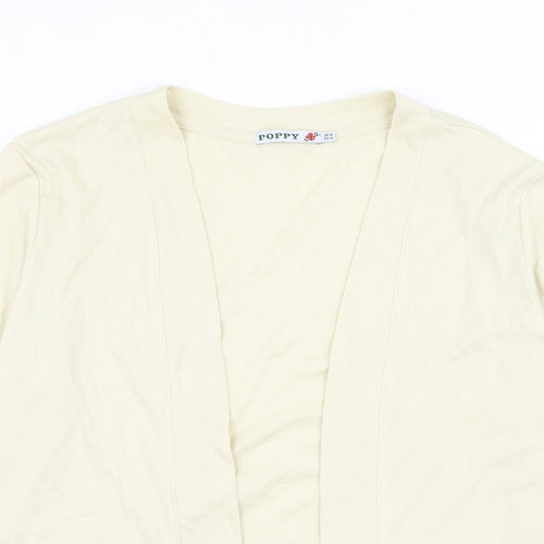 Poppy Womens Beige V-Neck Polyester Cardigan Jumper Size 16