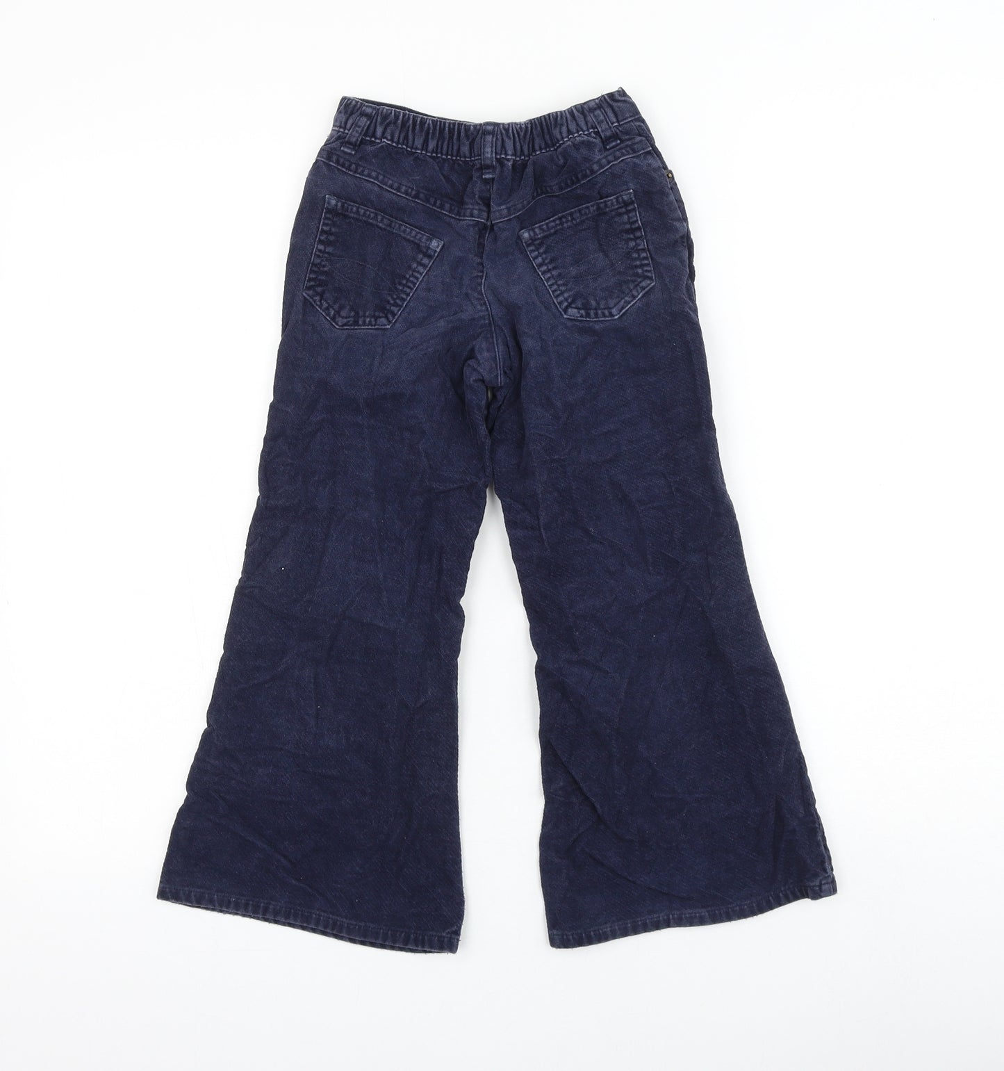 Marks and Spencer Girls Blue Cotton Flared Jeans Size 6 Years Regular Zip - Flower