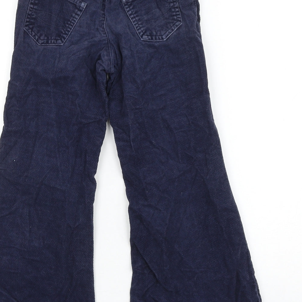Marks and Spencer Girls Blue Cotton Flared Jeans Size 6 Years Regular Zip - Flower