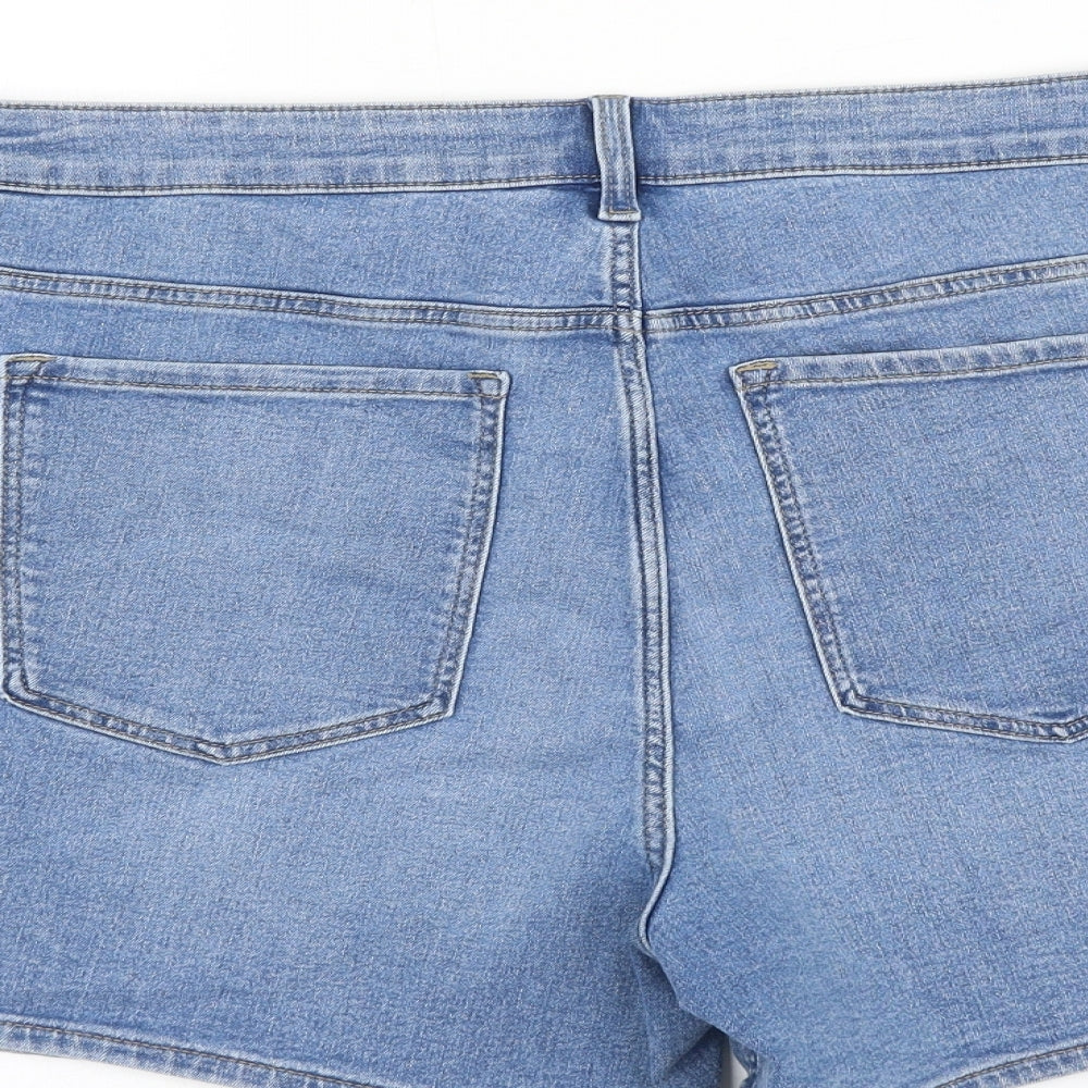 Marks and Spencer Womens Blue Cotton Hot Pants Shorts Size 24 L5 in Regular Zip