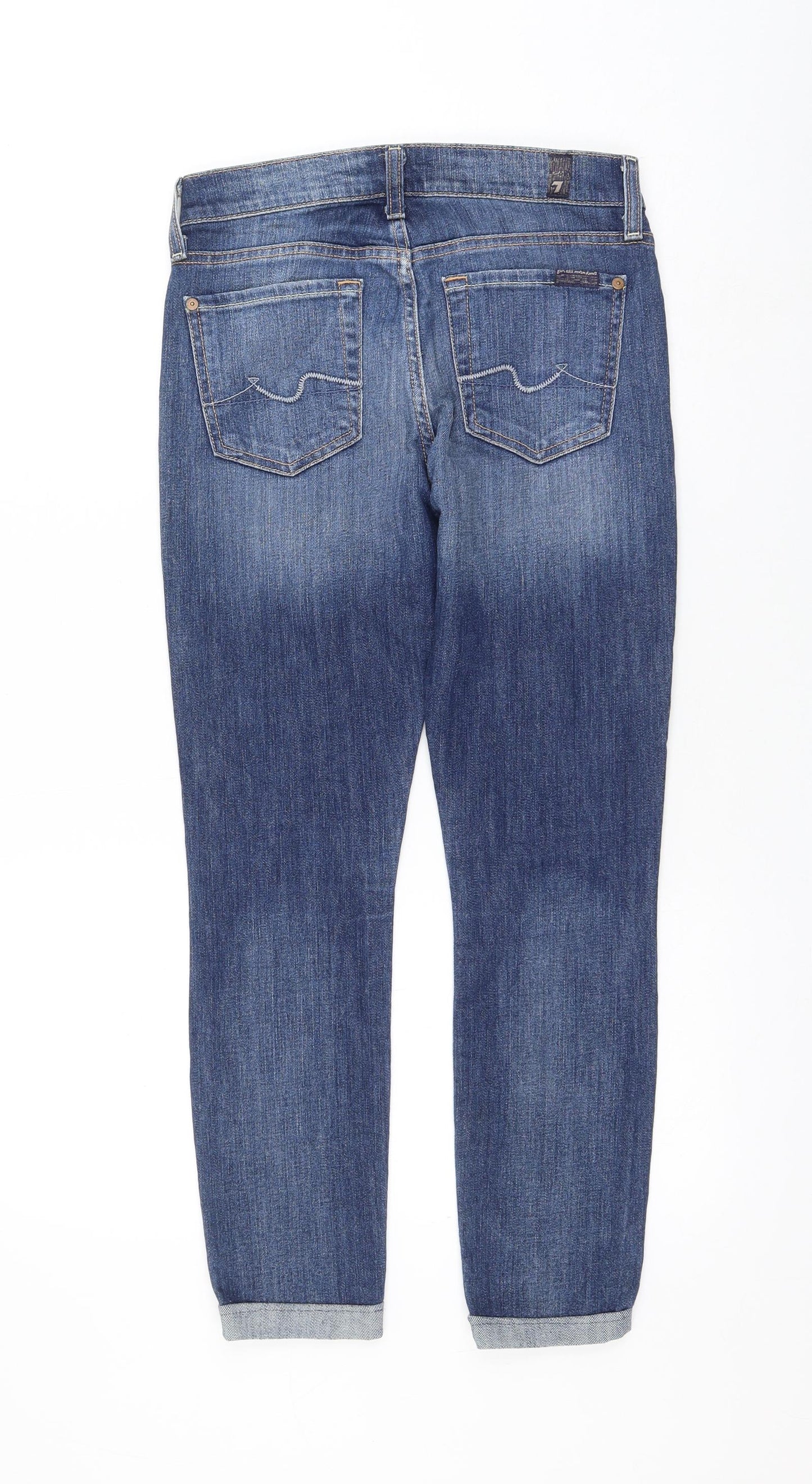 7 For All Mankind Womens Blue Cotton Skinny Jeans Size 24 in L26 in Regular Zip