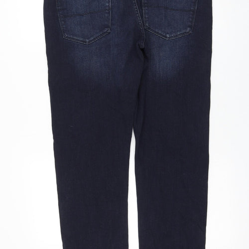 Marks and Spencer Womens Blue Cotton Straight Jeans Size 34 in L31 in Regular Zip