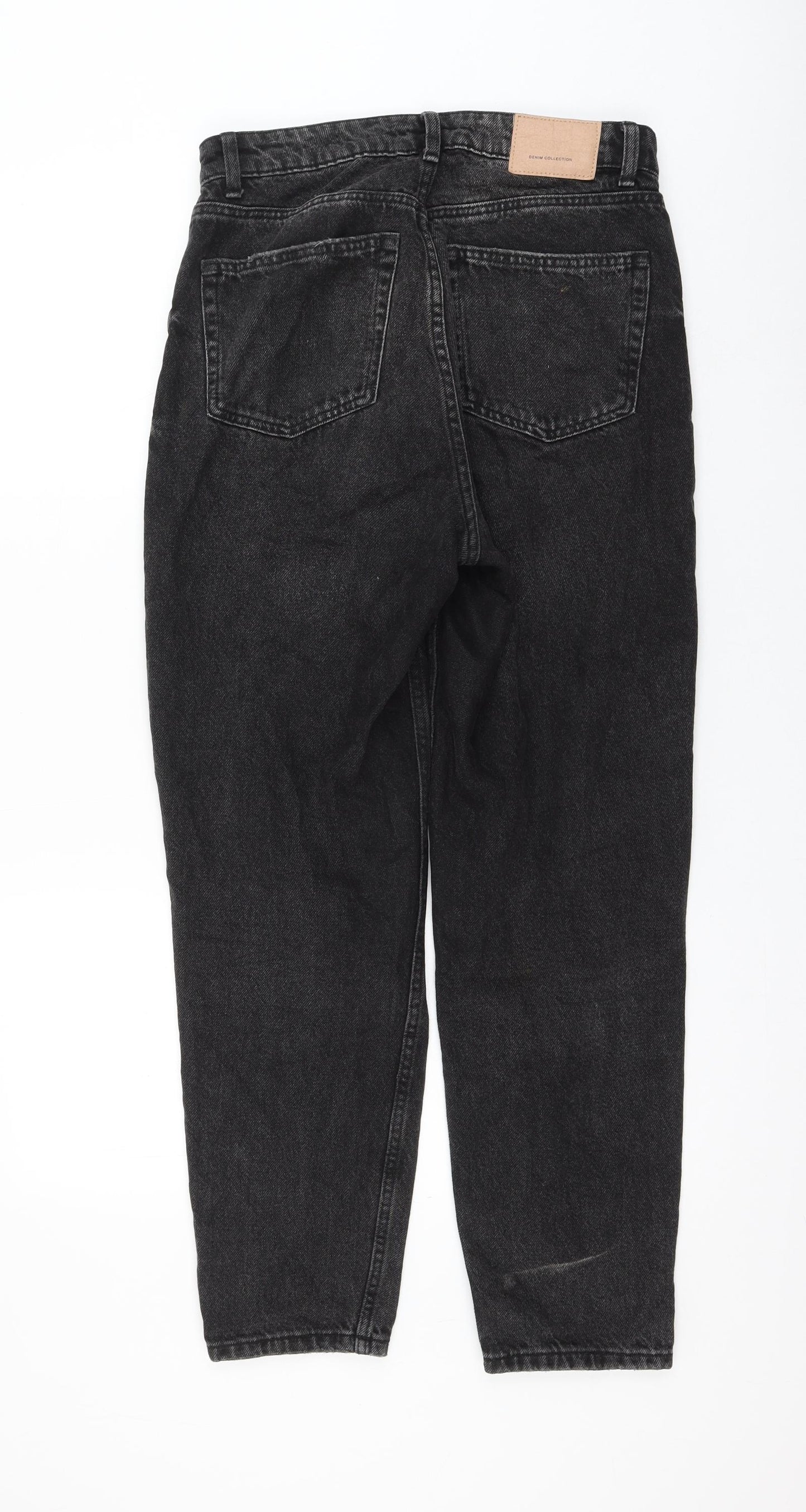 Bershka Womens Black Polyester Mom Jeans Size 10 L27 in Regular Zip