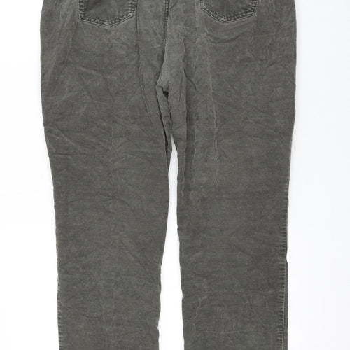 Marks and Spencer Womens Green Cotton Trousers Size 16 L28 in Regular Zip