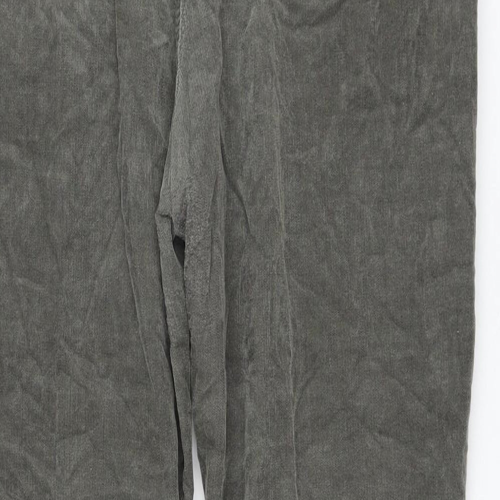 Marks and Spencer Womens Green Cotton Trousers Size 16 L28 in Regular Zip