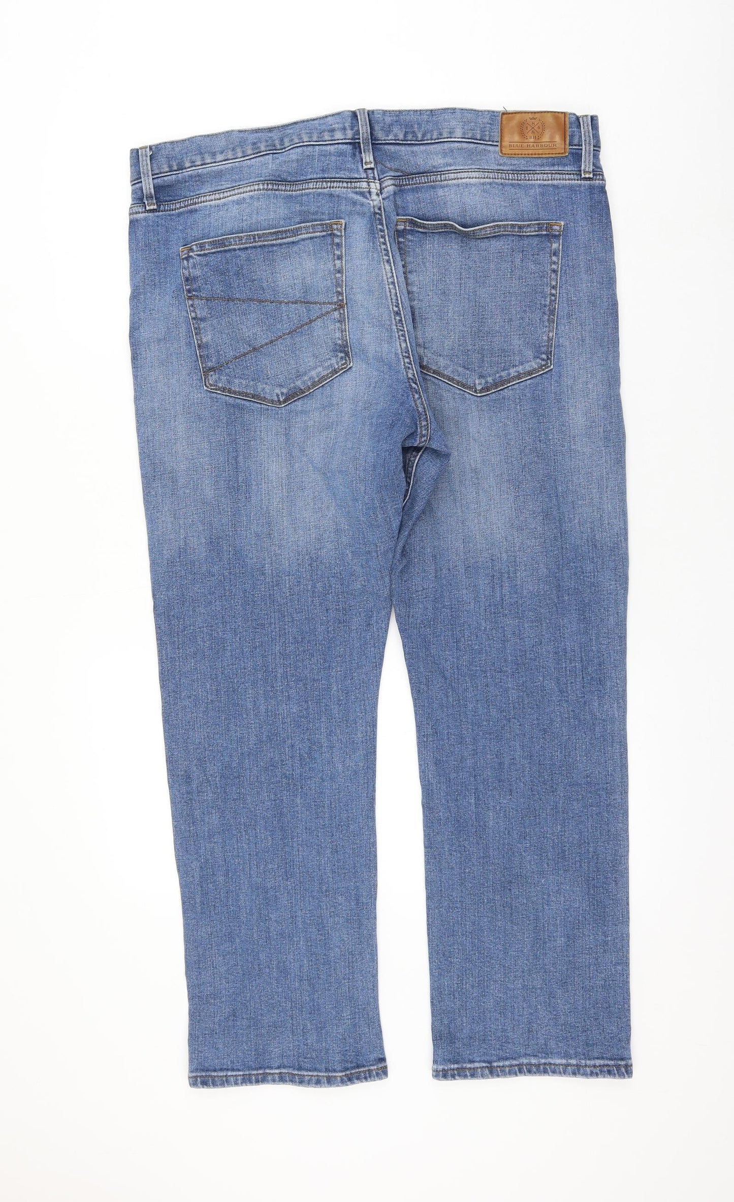 Marks and Spencer Womens Blue Cotton Straight Jeans Size 38 in L29 in Regular Zip