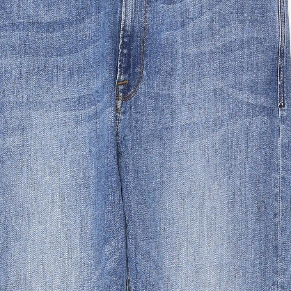 Marks and Spencer Womens Blue Cotton Straight Jeans Size 38 in L29 in Regular Zip
