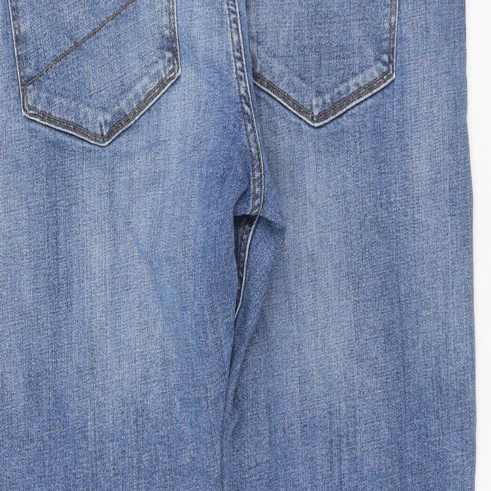Marks and Spencer Womens Blue Cotton Straight Jeans Size 38 in L29 in Regular Zip