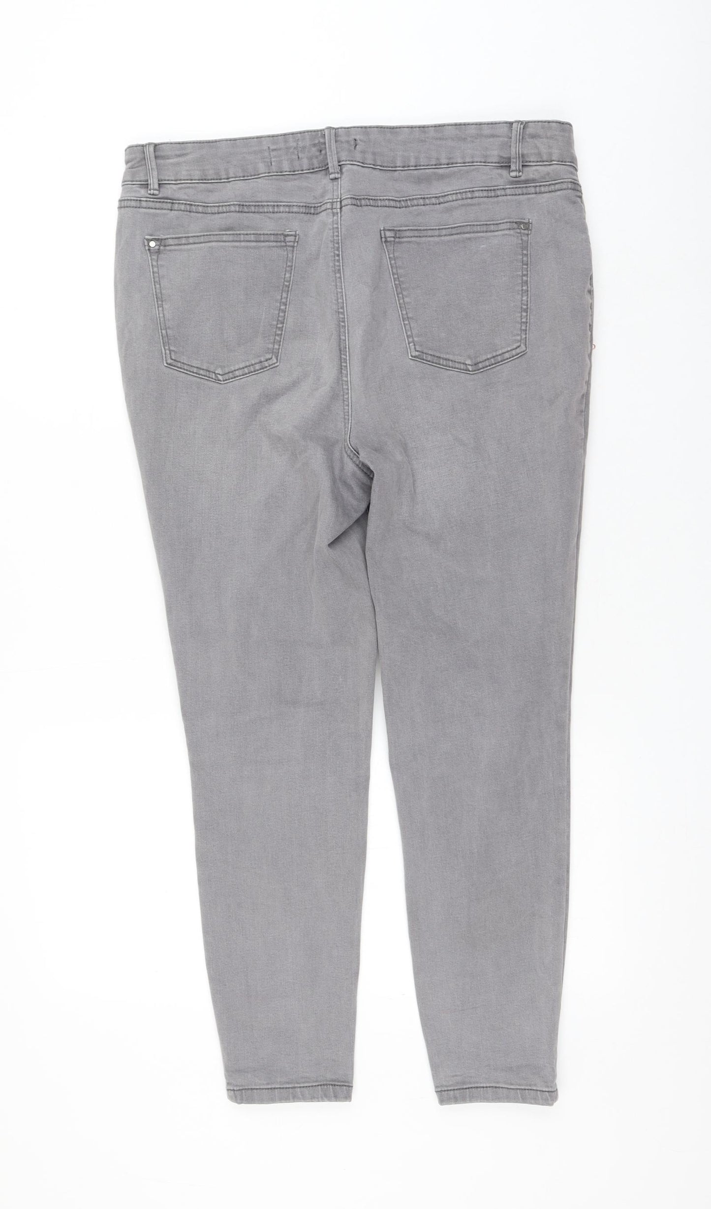 TU Womens Grey Cotton Skinny Jeans Size 16 L26 in Regular Zip