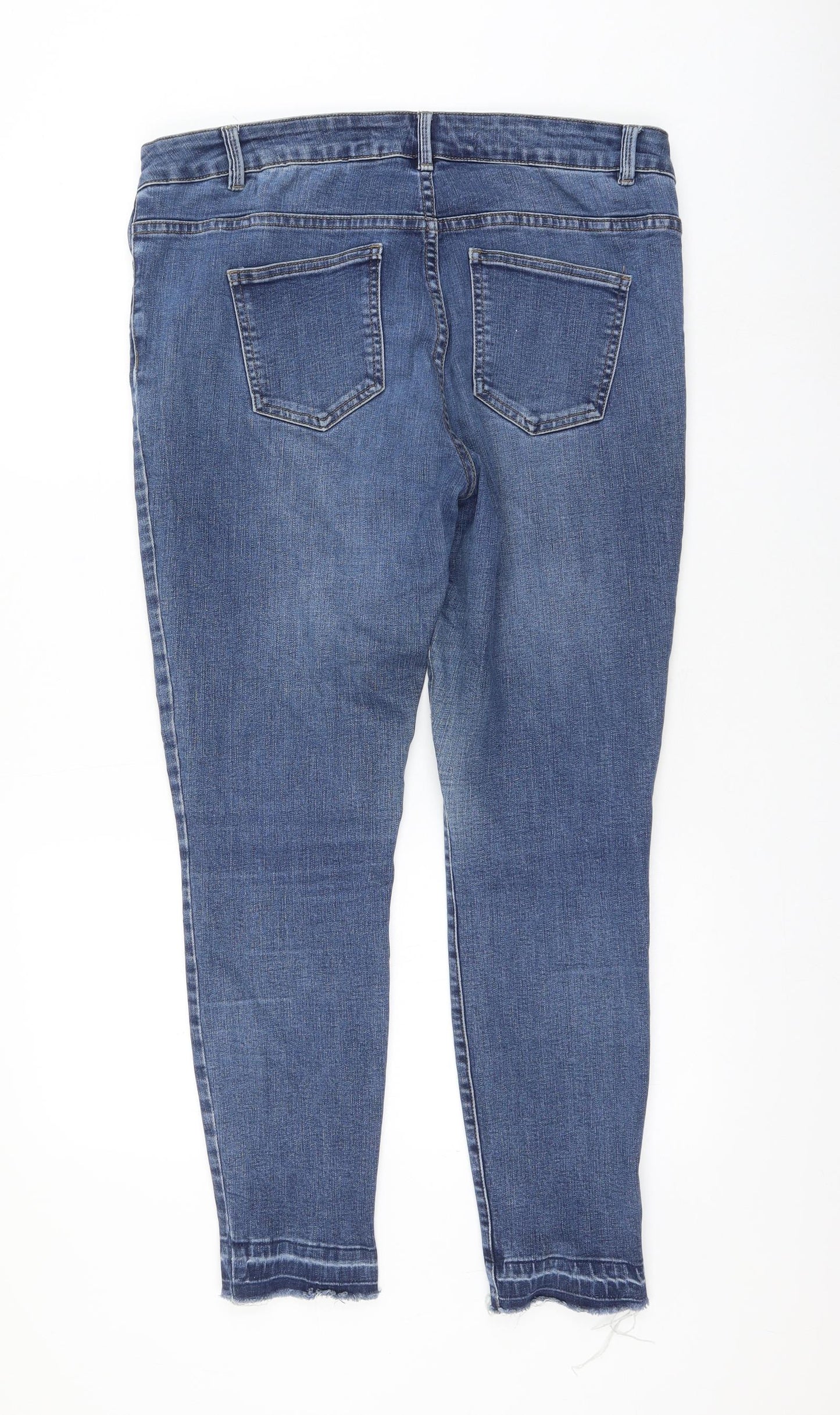 NEXT Womens Blue Cotton Skinny Jeans Size 16 L28 in Regular Zip