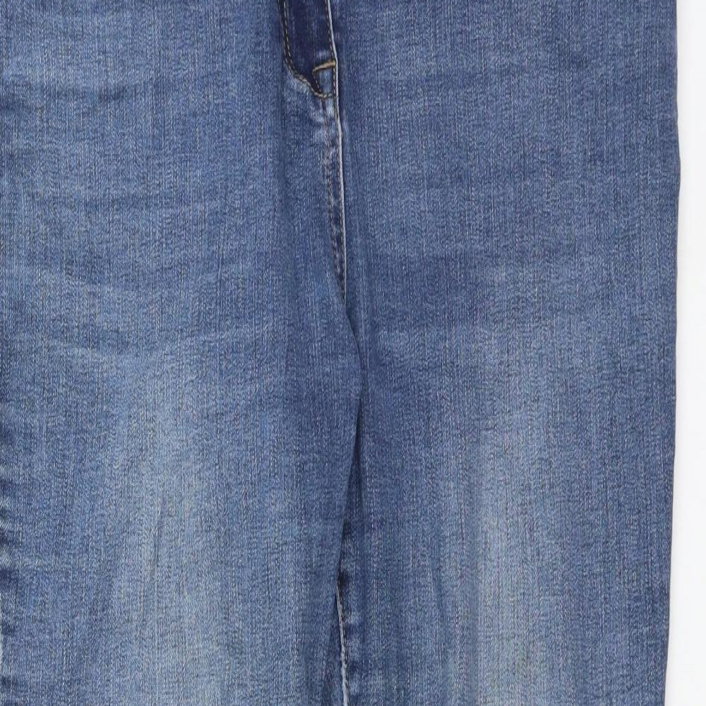 NEXT Womens Blue Cotton Skinny Jeans Size 16 L28 in Regular Zip