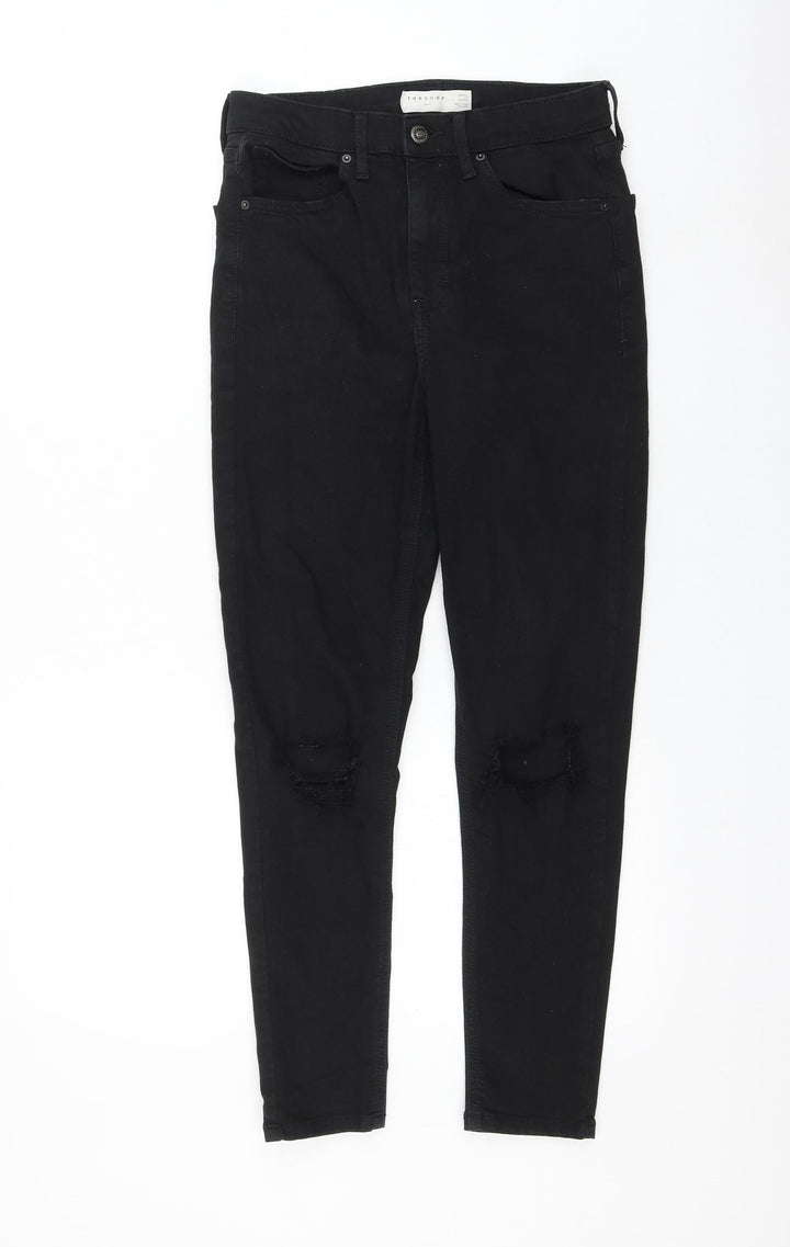Topshop Womens Black Cotton Skinny Jeans Size 28 in L30 in Regular Zip