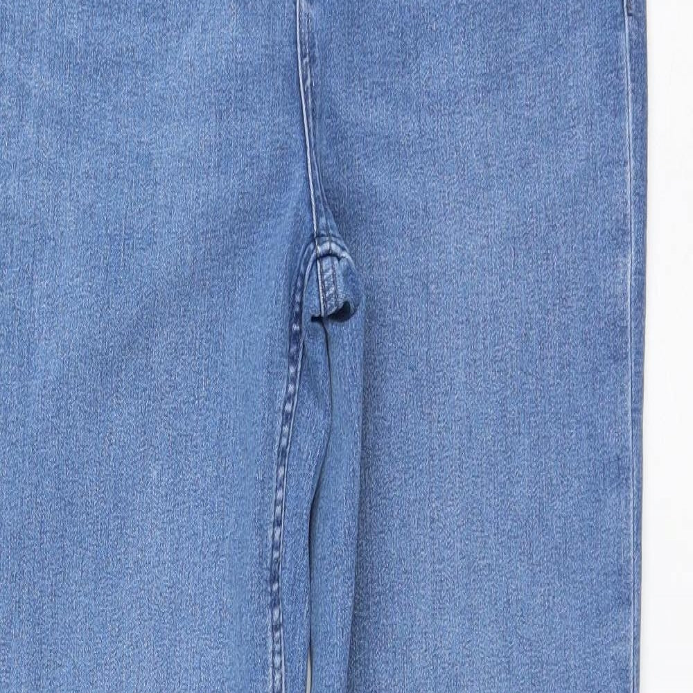Marks and Spencer Womens Blue Cotton Straight Jeans Size 12 L32 in Regular Zip