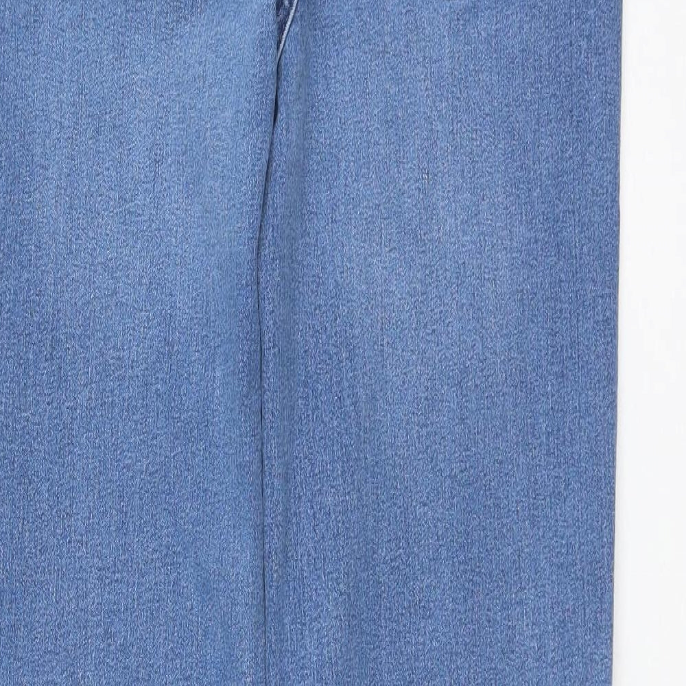 Marks and Spencer Womens Blue Cotton Straight Jeans Size 12 L32 in Regular Zip