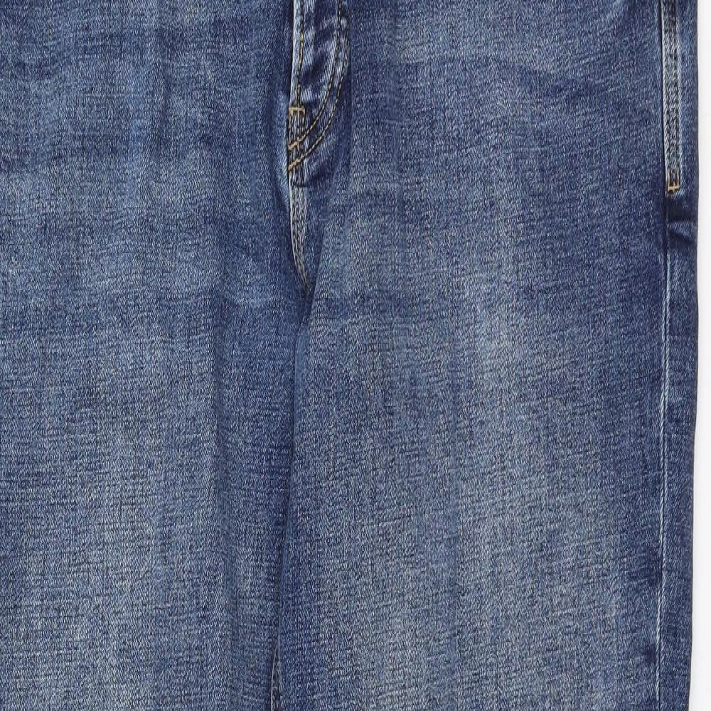 NEXT Womens Blue Cotton Straight Jeans Size 38 in L33 in Regular Zip