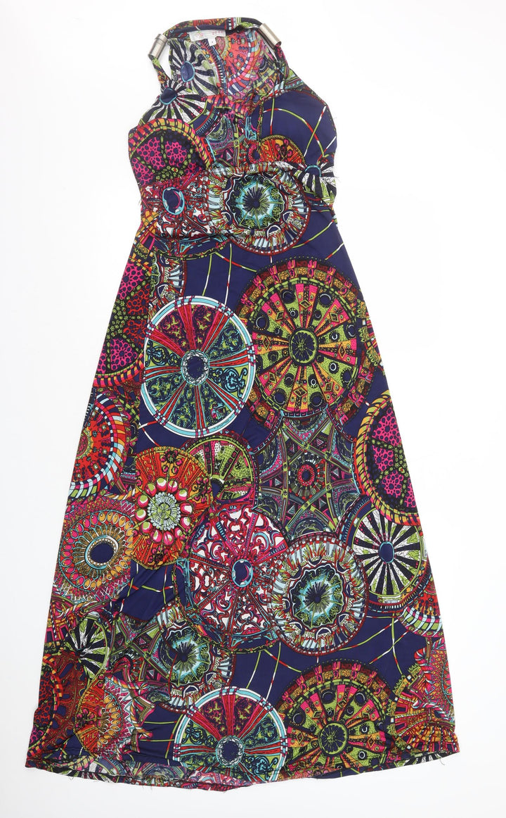 Cameo Rose Womens Multicoloured Geometric Polyester A-Line Size 8 V-Neck Pullover - Padded