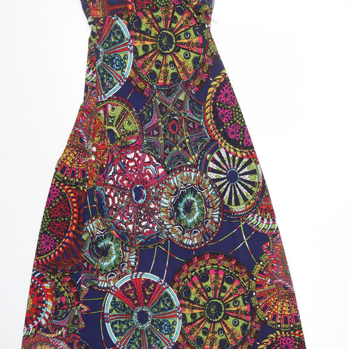 Cameo Rose Womens Multicoloured Geometric Polyester A-Line Size 8 V-Neck Pullover - Padded