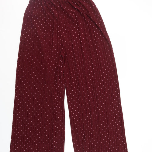Preworn Womens Red Polka Dot Polyester Trousers Size 10 L26 in Regular