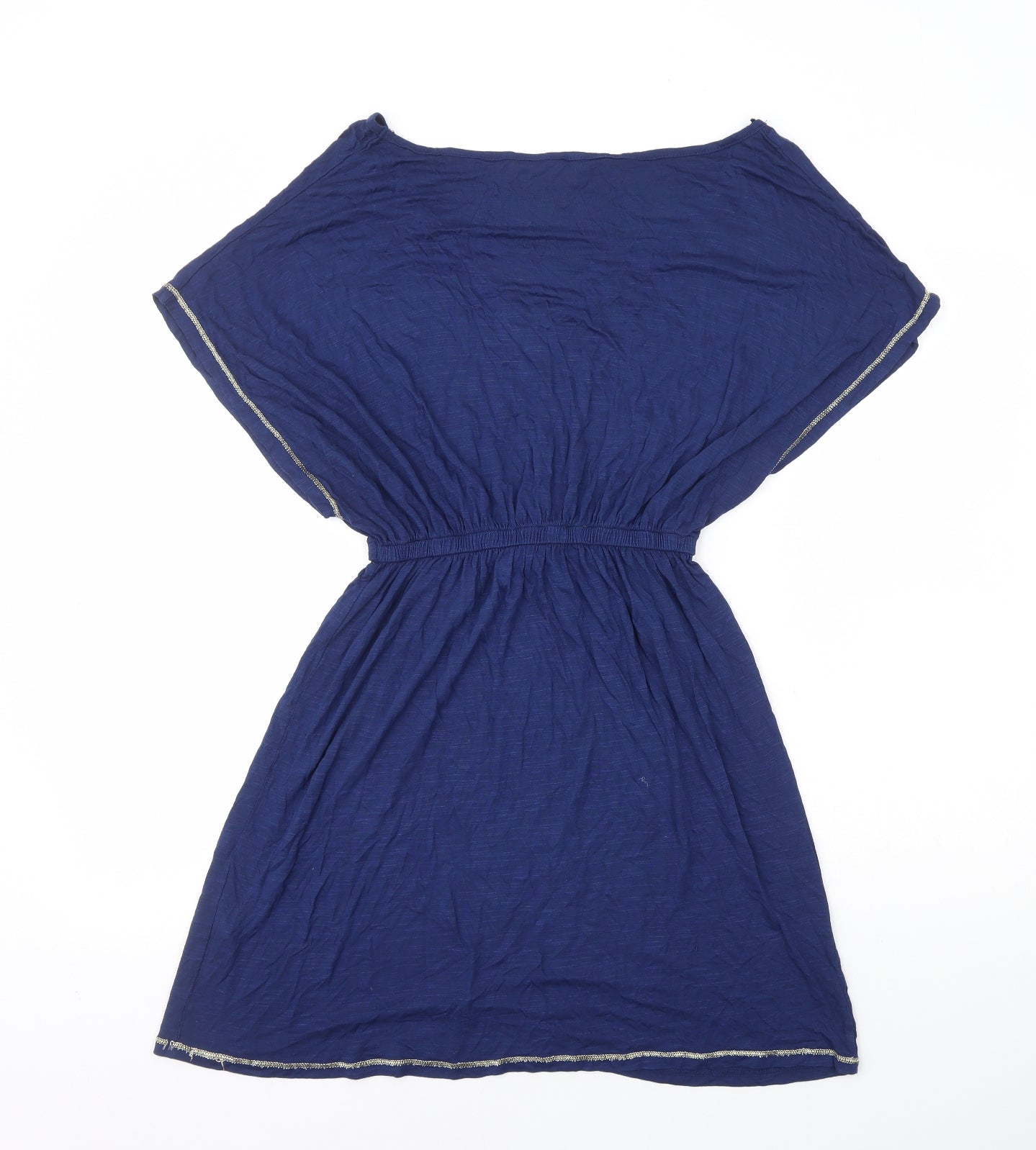 Papaya Womens Blue Viscose Fit & Flare Size S V-Neck Pullover - Drawstring Waist