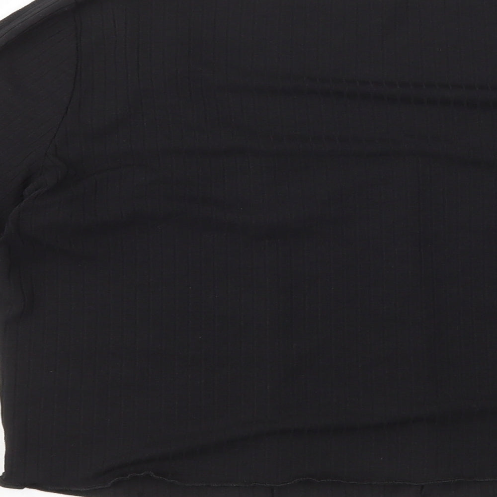 George Womens Black Polyester Cropped T-Shirt Size 16 Square Neck