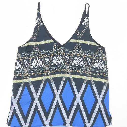 Topshop Womens Multicoloured Geometric Polyester Camisole Tank Size 8 V-Neck