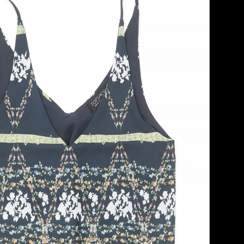 Topshop Womens Multicoloured Geometric Polyester Camisole Tank Size 8 V-Neck