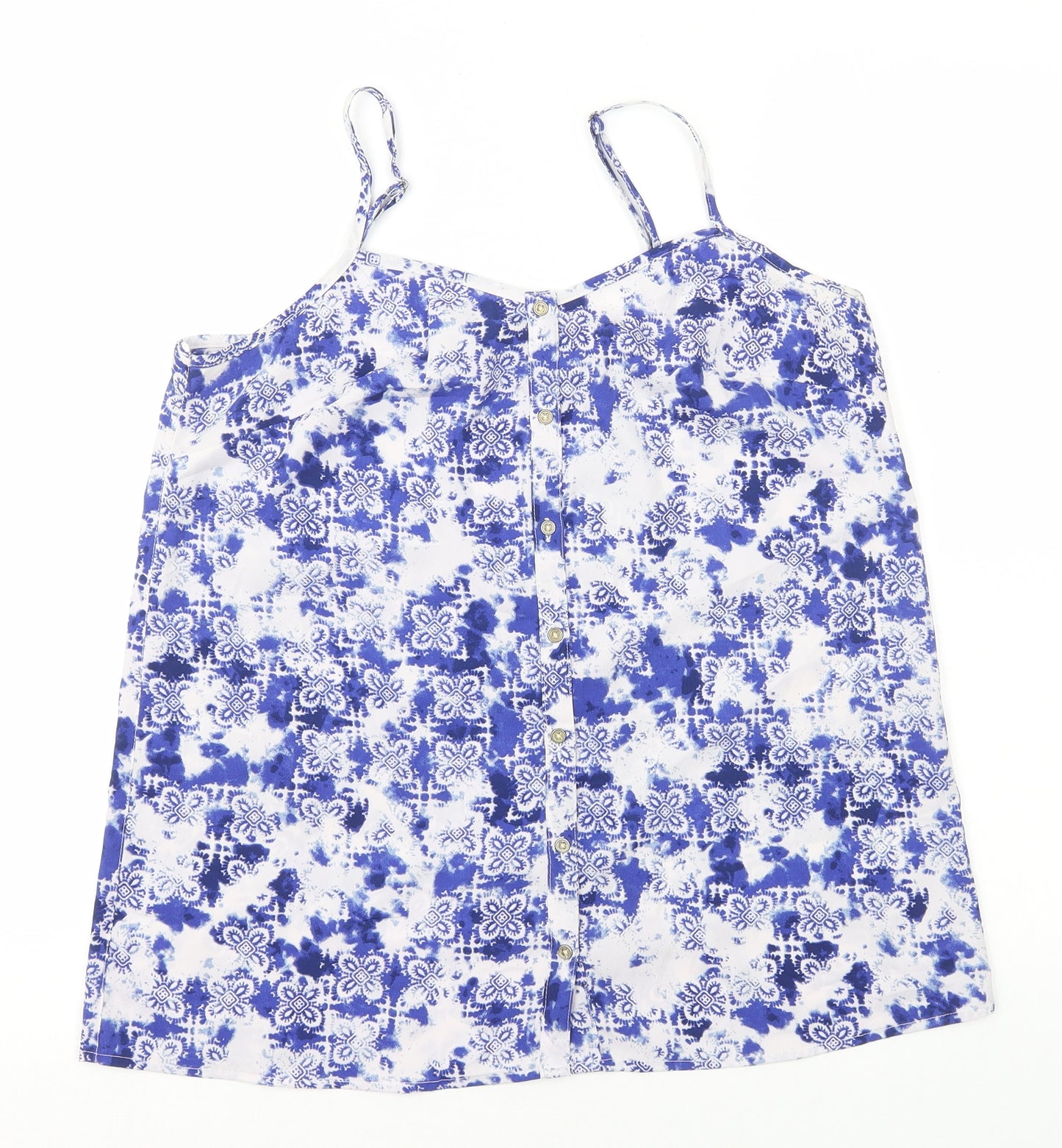 F&F Womens Blue Geometric Polyester Camisole Tank Size 12 V-Neck