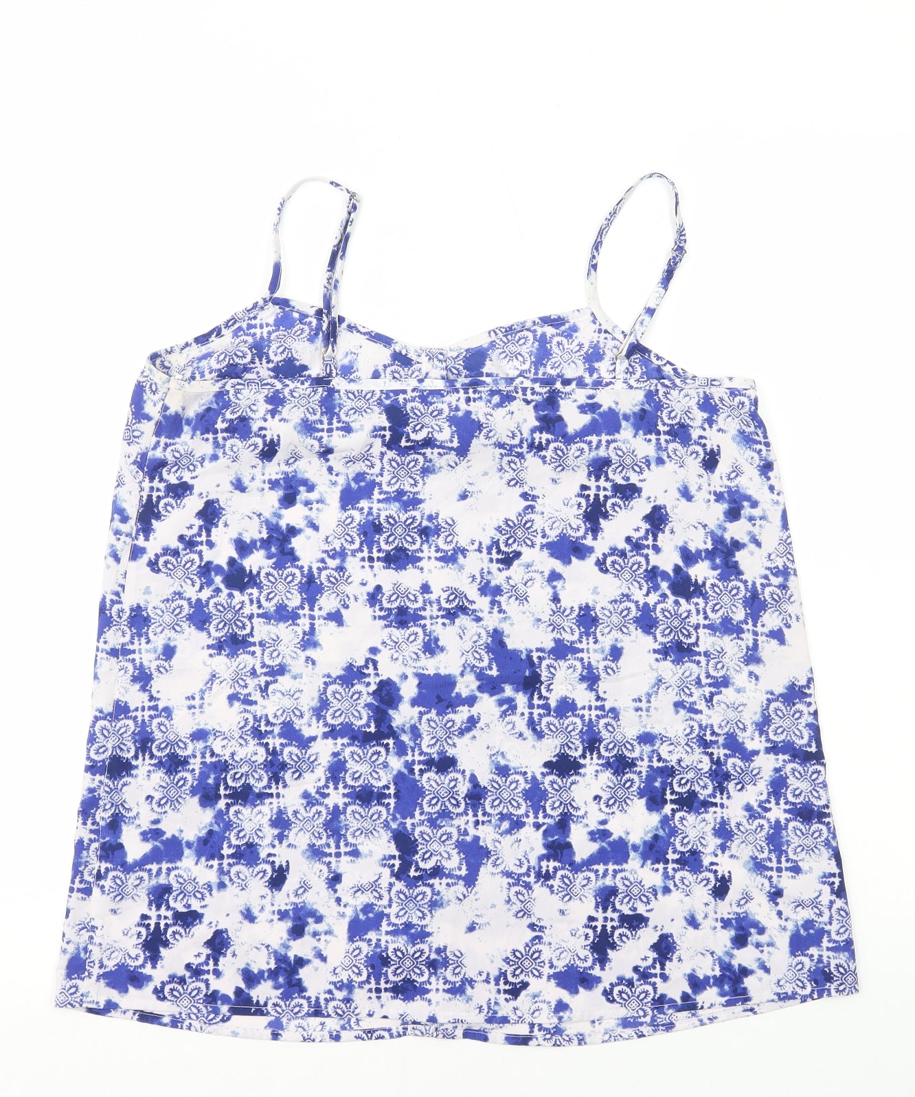 F&F Womens Blue Geometric Polyester Camisole Tank Size 12 V-Neck