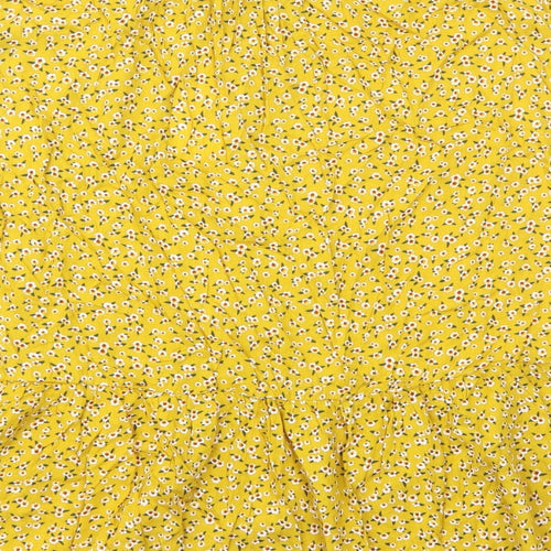Allegra K Womens Yellow Geometric Viscose A-Line Skirt Size L Zip