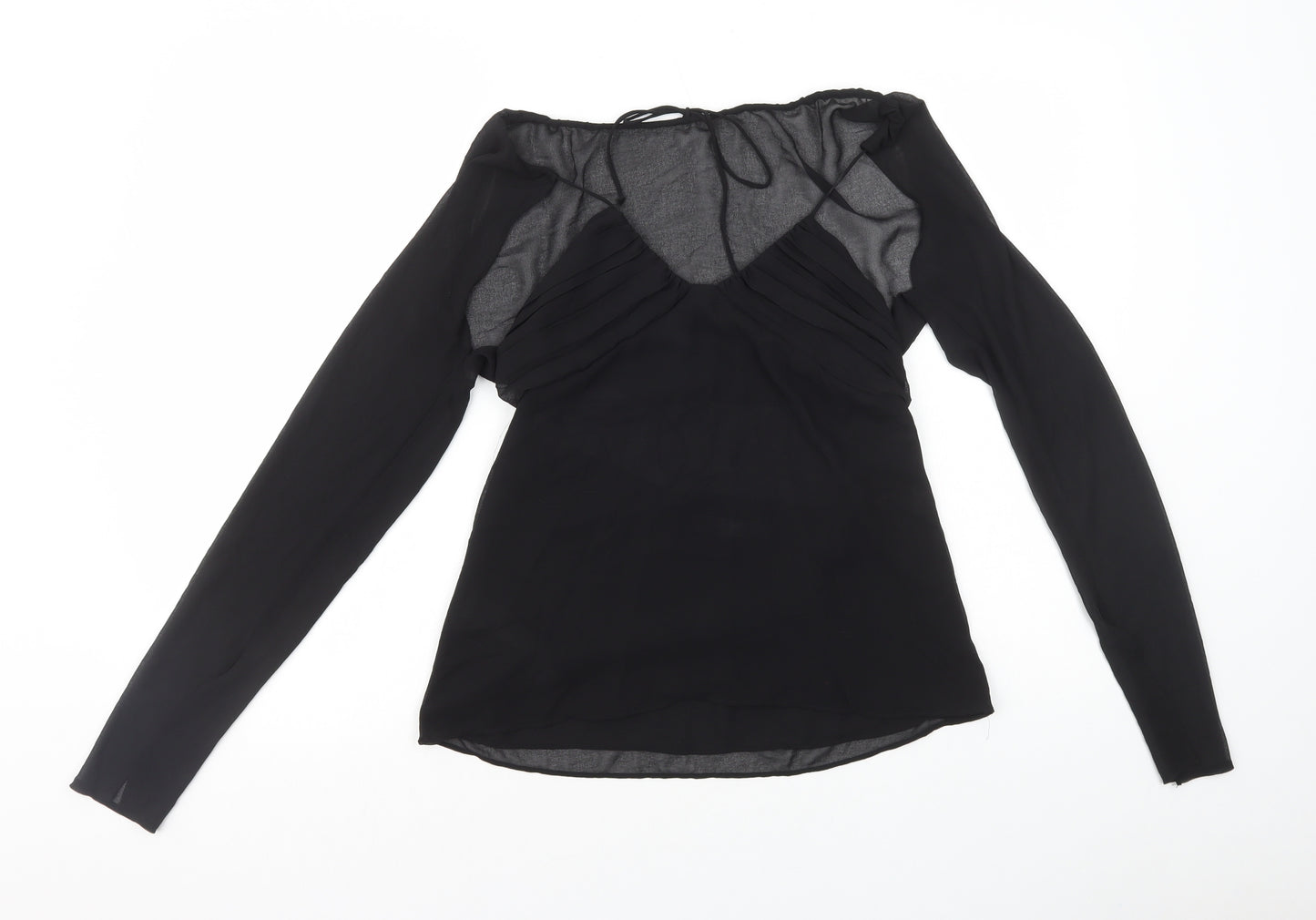 Zara Womens Black Polyester Camisole T-Shirt Size M V-Neck