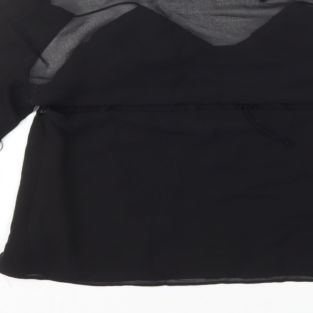 Zara Womens Black Polyester Camisole T-Shirt Size M V-Neck