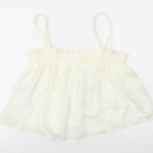 Mango Womens White Polyester Camisole T-Shirt Size M Square Neck
